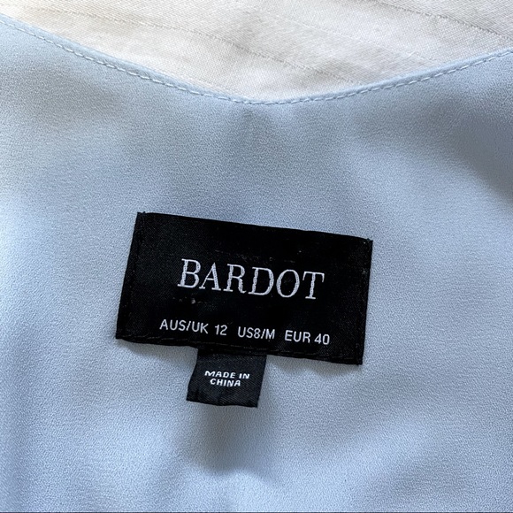 Bardot Satin Ruffle Midi Dress Blue Medium - Picture 10 of 14